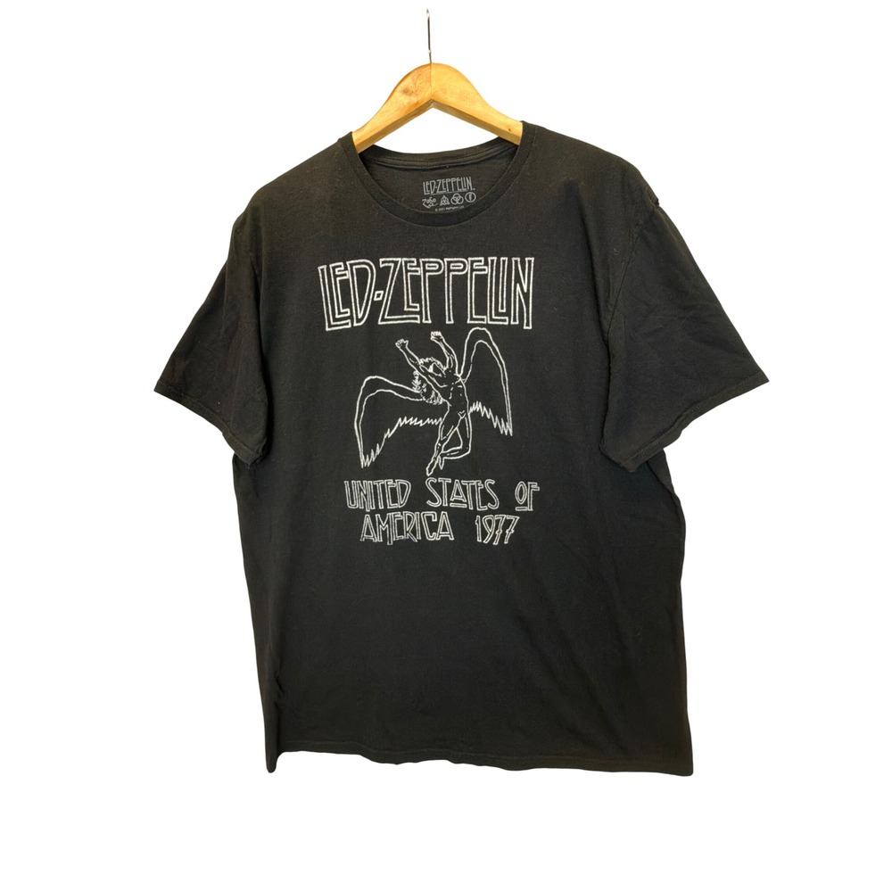 Led Zeppelin 1977 US Tour Icarus Graphic T-Shirt Black Mens 2XL Mythgem 2021